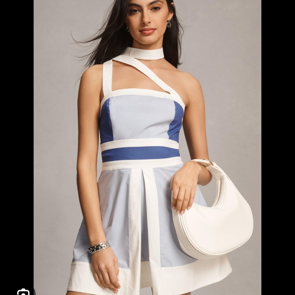 Elegant Blue and White Women's Dress